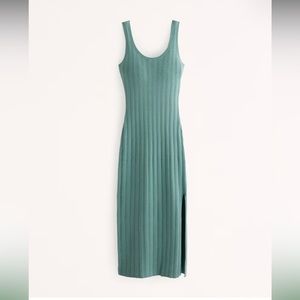 Abercrombie & Fitch Ribbed Midi Sweater Dress Large.. gorgeous green/blue color